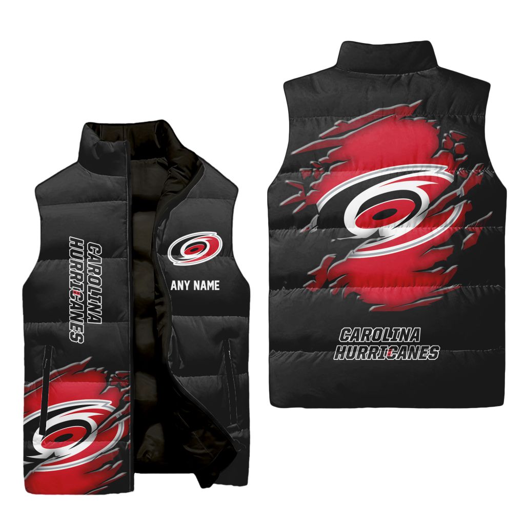 Nhl Carolina Hurricanes Personalized Name Sleeveless Puffer Jacket For Men Women