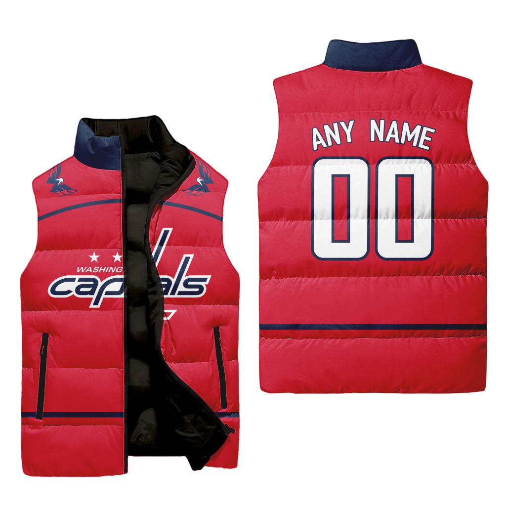 Nhl Washington Capitals Personalized Home Sleeveless Puffer Jacket