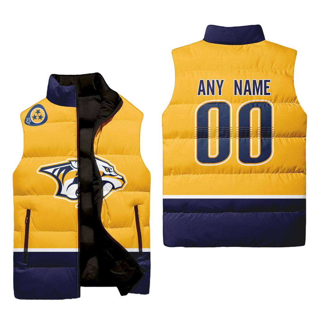 Nhl Nashville Predators Personalized Home Sleeveless Puffer Jacket