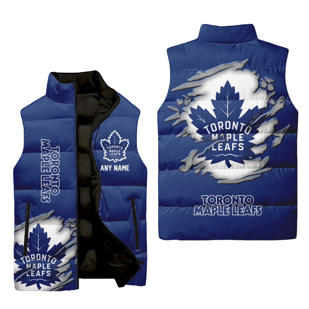 Nhl Toronto Maple Leafs Personalized Name Sleeveless Puffer Jacket For Men Women