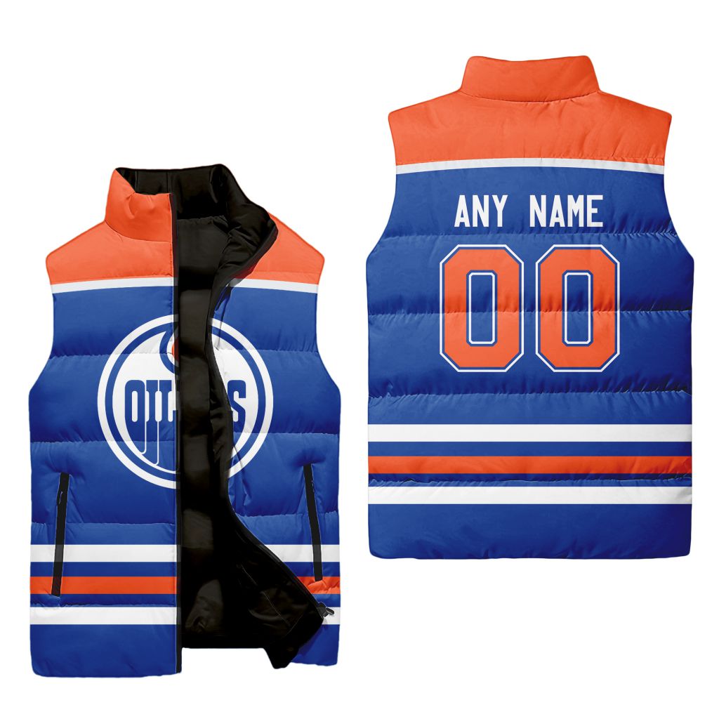 Nhl Edmonton Oilers Personalized Home Sleeveless Puffer Jacket