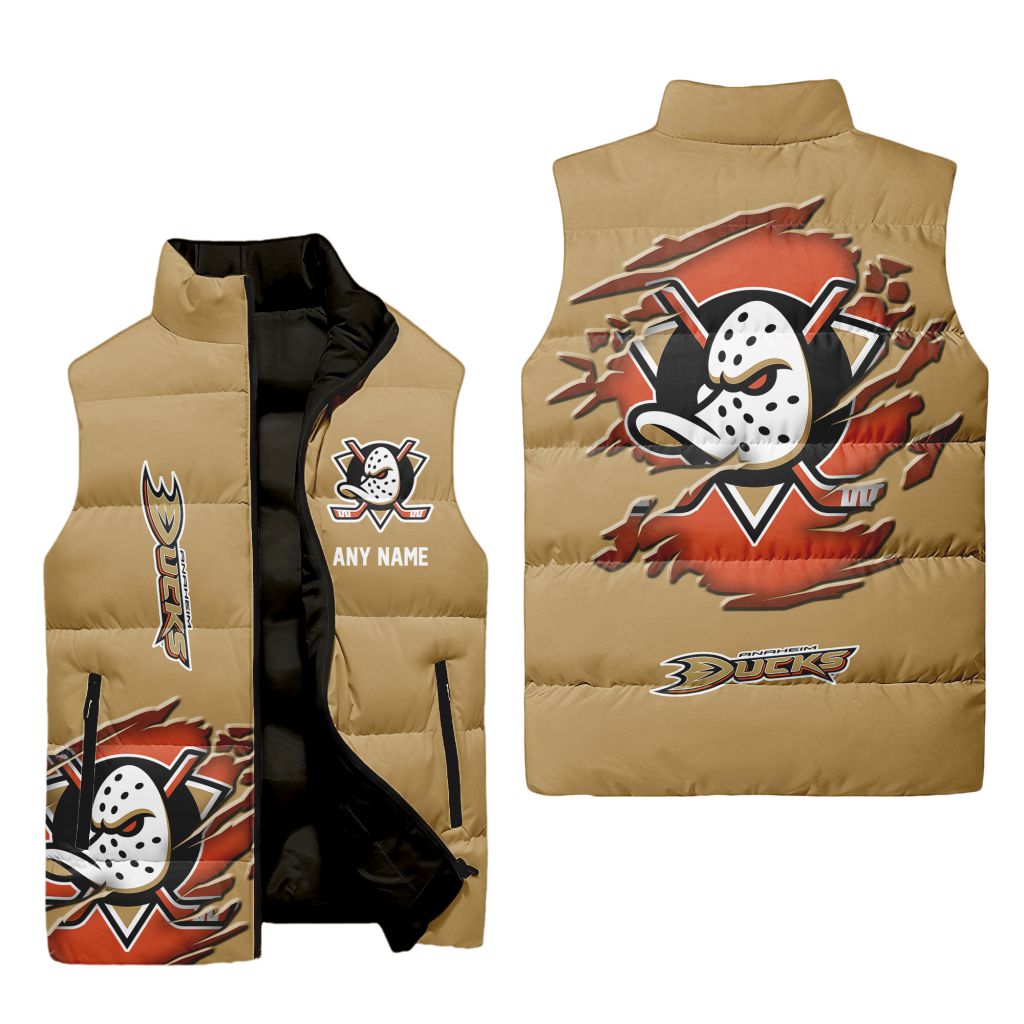 Nhl Anaheim Ducks Personalized Name Sleeveless Puffer Jacket For Men Women