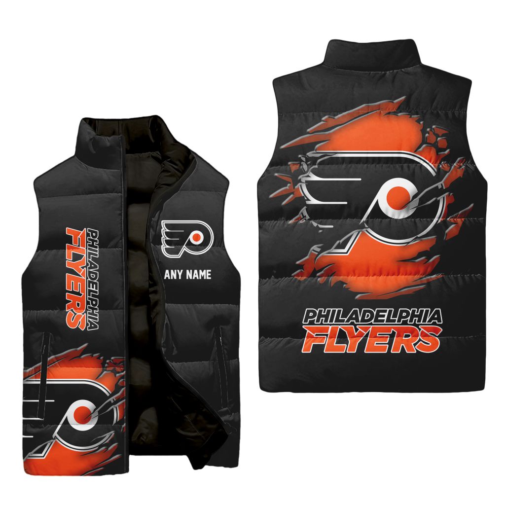 Nhl Philadelphia Flyers Personalized Name Sleeveless Puffer Jacket For Men Women
