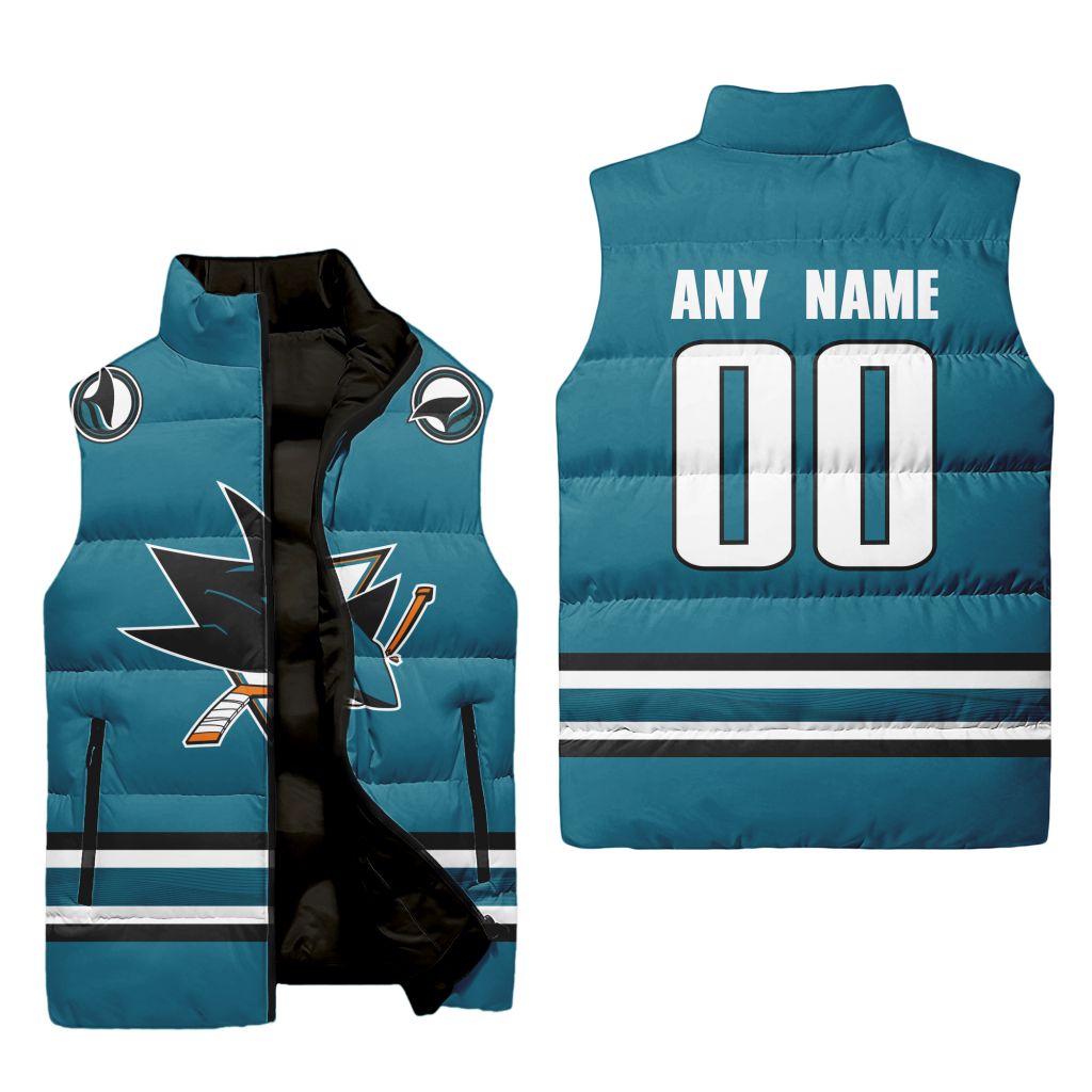 Nhl San Jose Sharks Personalized Home Sleeveless Puffer Jacket