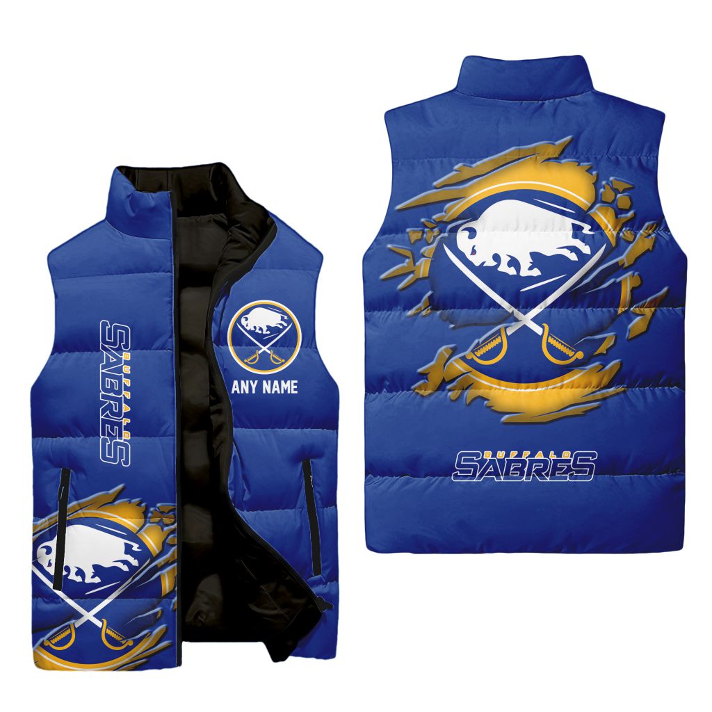 Nhl Buffalo Sabres Personalized Name Sleeveless Puffer Jacket For Men Women