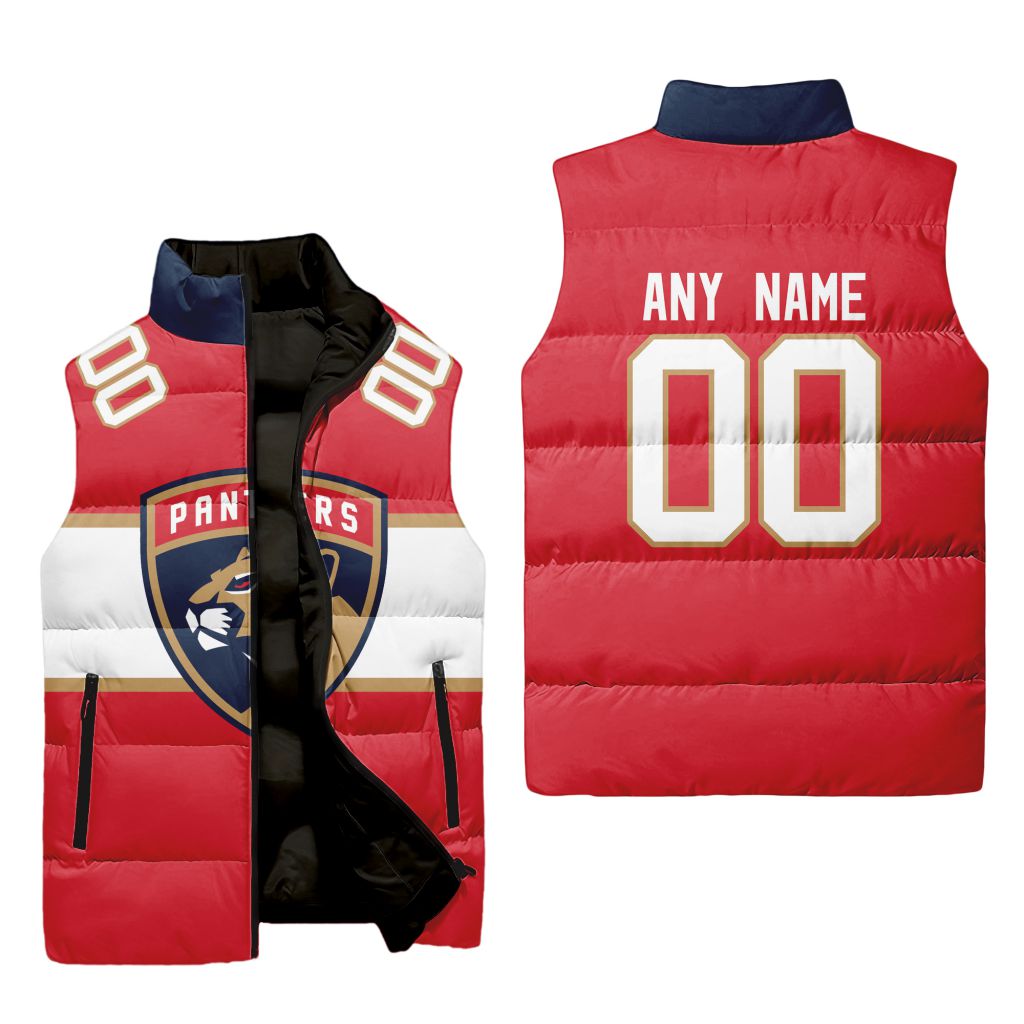 Nhl Florida Panthers Personalized Home Sleeveless Puffer Jacket
