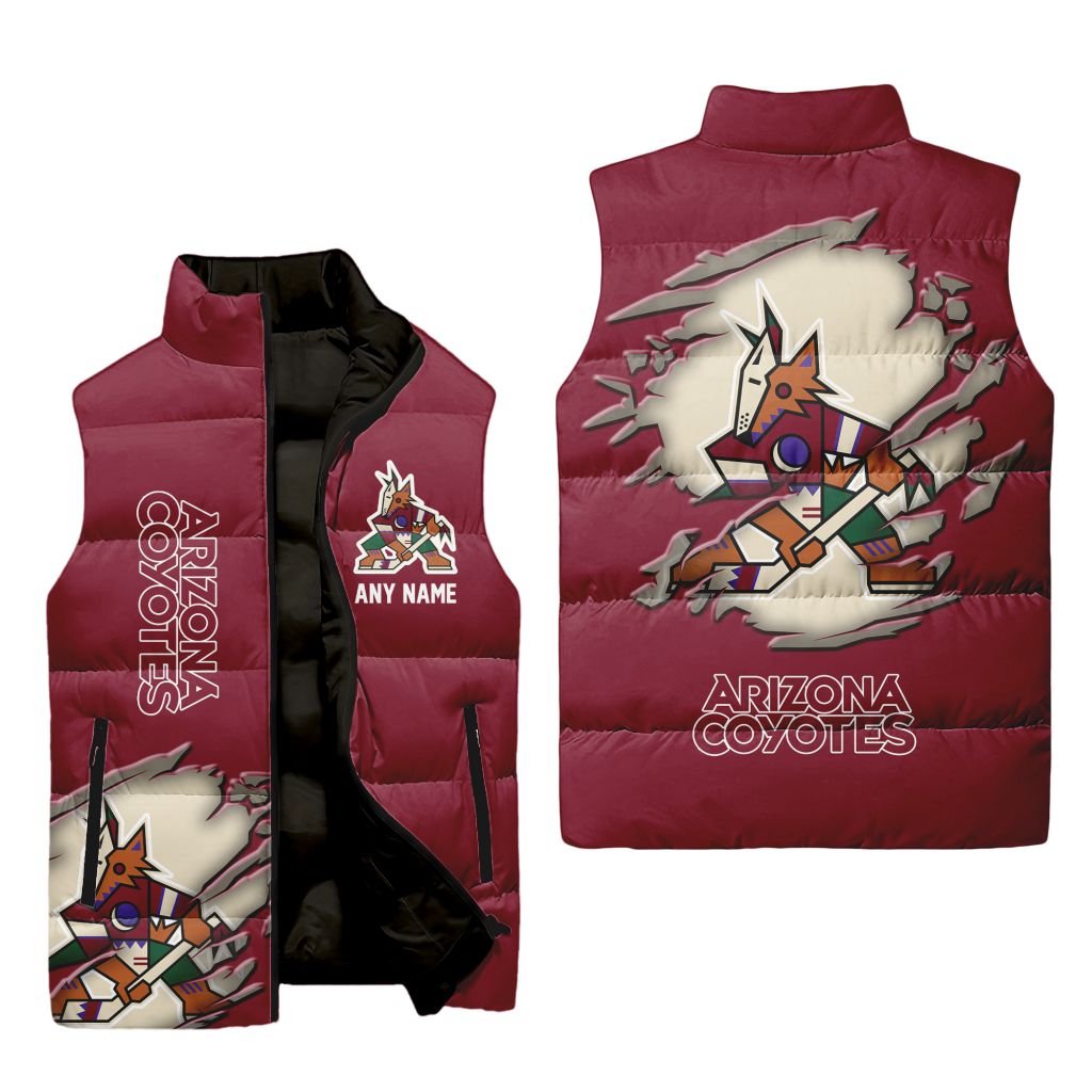 Nhl Arizona Coyotes Personalized Name Sleeveless Puffer Jacket For Men Women