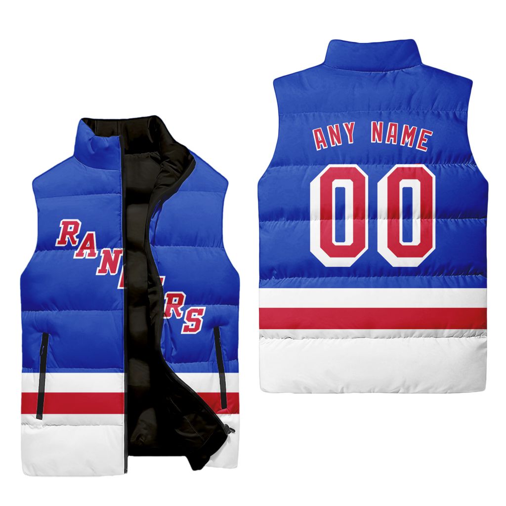 Nhl New York Rangers Personalized Home Sleeveless Puffer Jacket