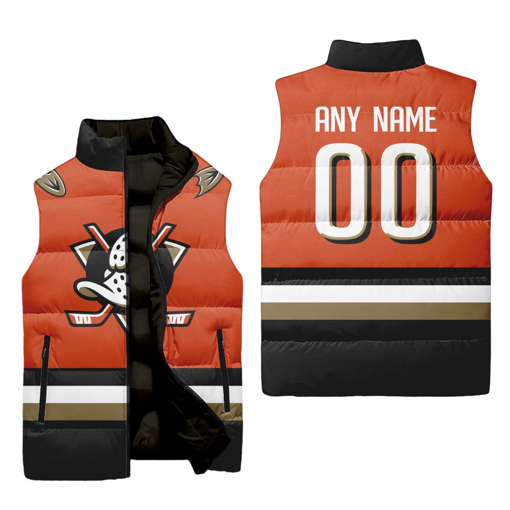 Nhl Anaheim Ducks Personalized Home Sleeveless Puffer Jacket