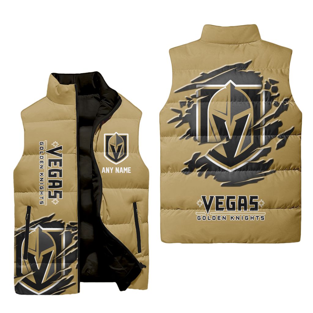 Nhl Vegas Golden Knights Personalized Name Sleeveless Puffer Jacket For Men Women