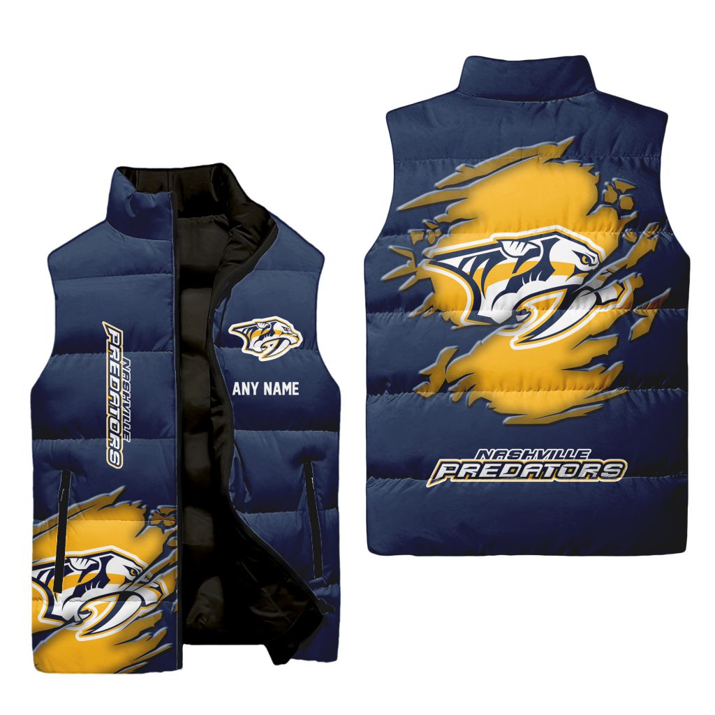 Nhl Nashville Predators Personalized Name Sleeveless Puffer Jacket For Men Women