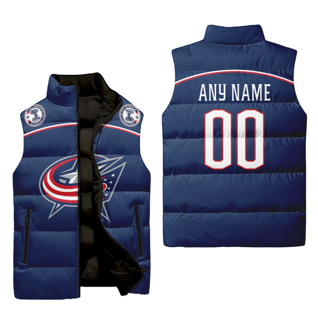 Nhl Columbus Blue Jackets Personalized Home Sleeveless Puffer Jacket