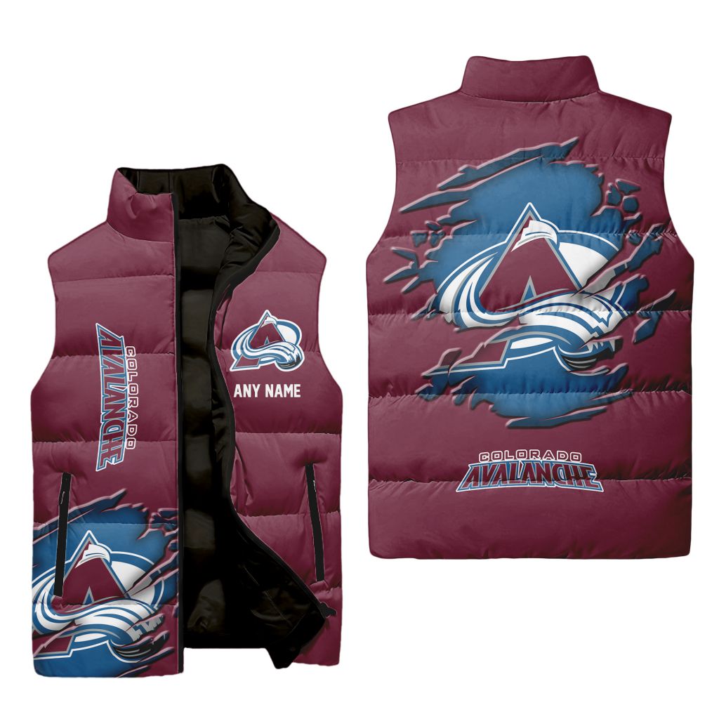 Nhl Colorado Avalanche Personalized Name Sleeveless Puffer Jacket For Men Women