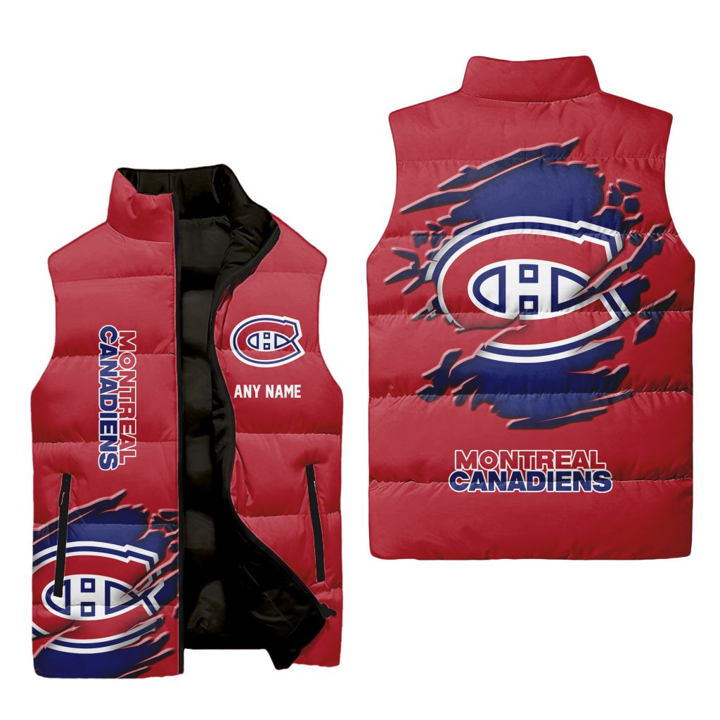 Nhl Montreal Canadiens Personalized Name Sleeveless Puffer Jacket For Men Women