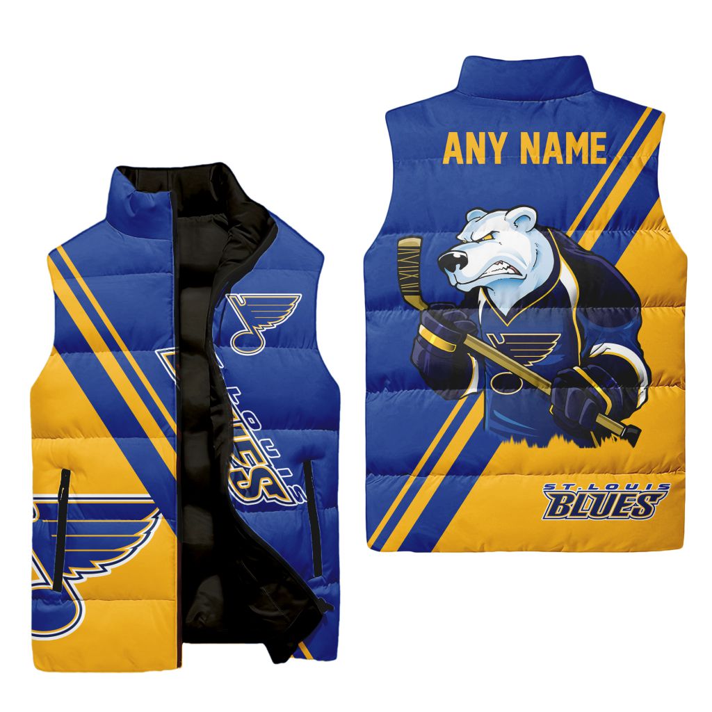 Nhl St. Louis Blues Personalized Name Sleeveless Puffer Jacket
