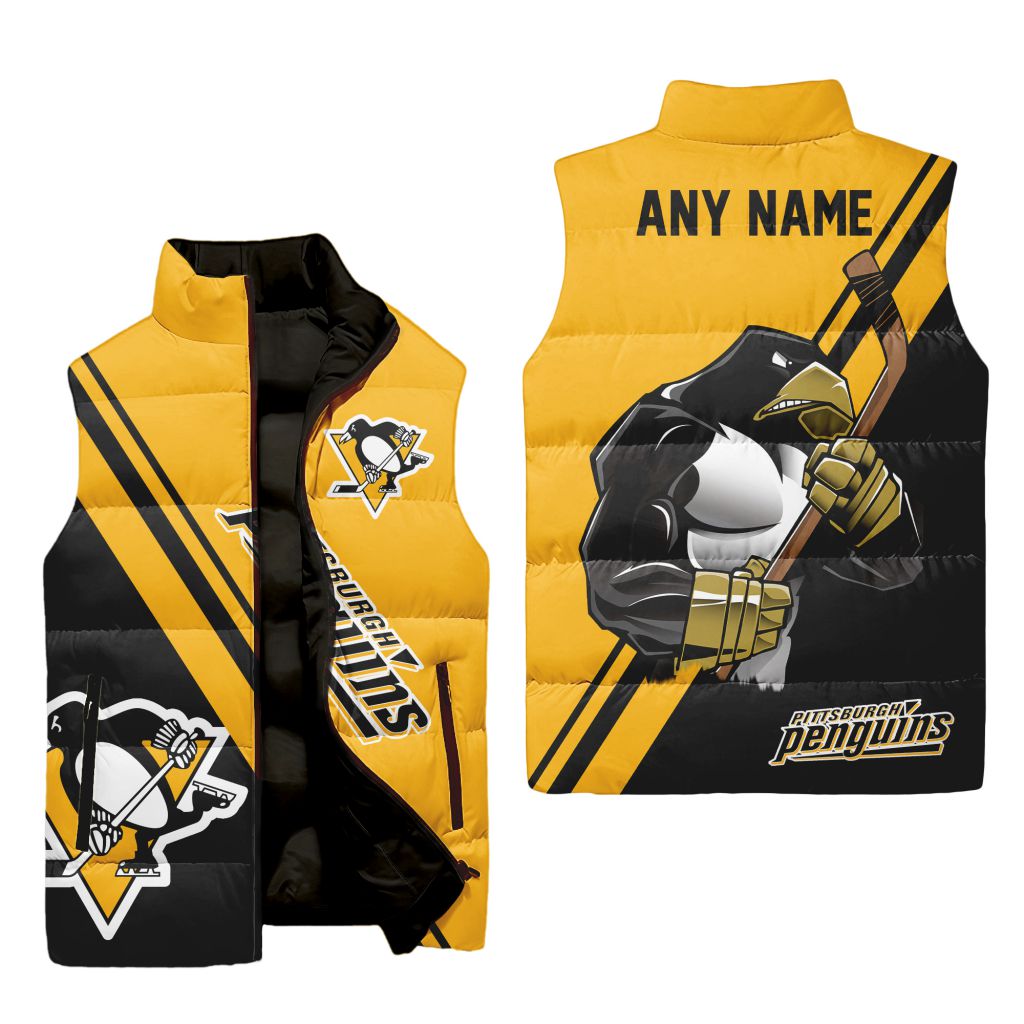 Nhl Pittsburgh Penguins Personalized Name Sleeveless Puffer Jacket