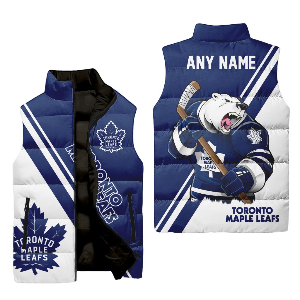 Nhl Toronto Maple Leafs Personalized Name Sleeveless Puffer Jacket