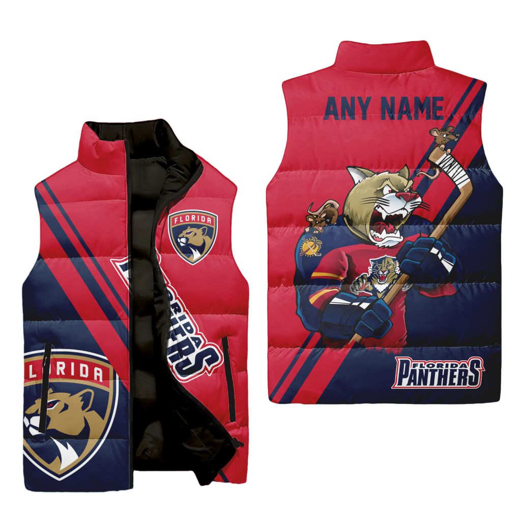 Nhl Florida Panthers Personalized Name Sleeveless Puffer Jacket