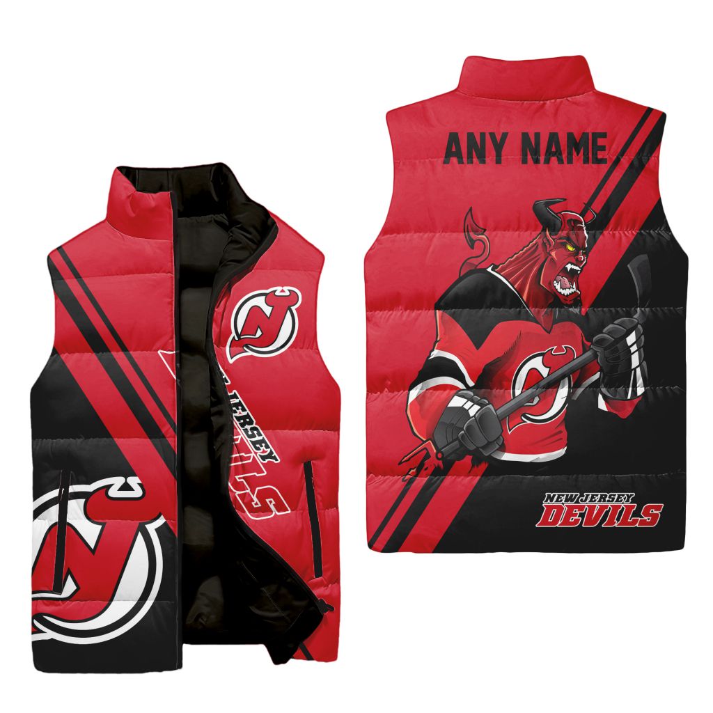 Nhl New Jersey Devils Personalized Name Sleeveless Puffer Jacket