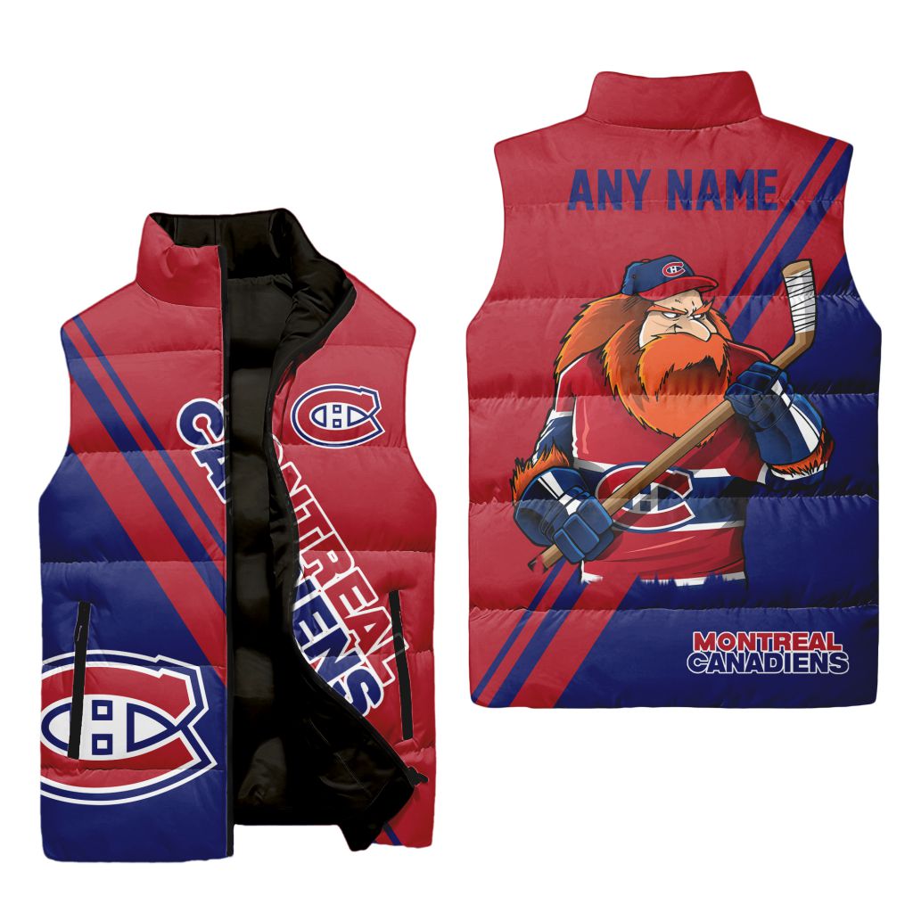 Nhl Montreal Canadiens Personalized Name Sleeveless Puffer Jacket