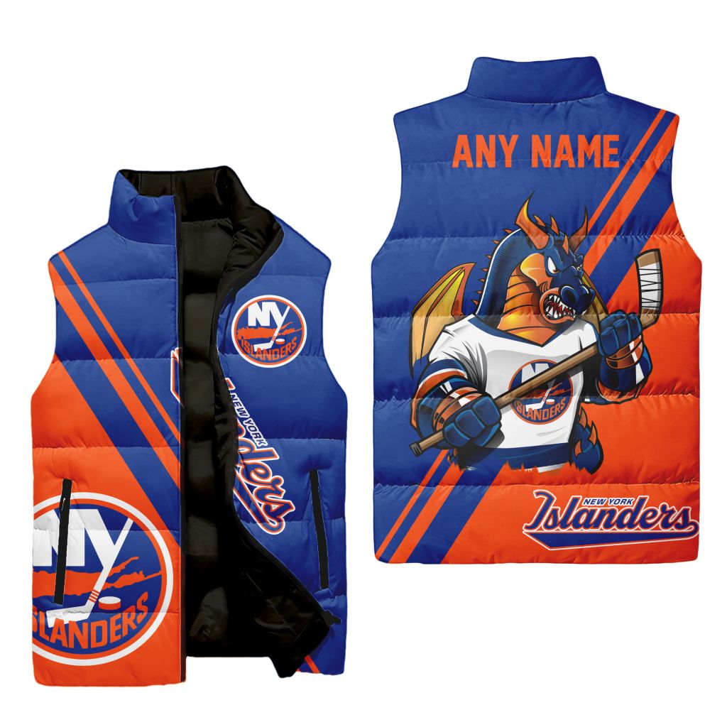 Nhl New York Islanders Personalized Name Sleeveless Puffer Jacket