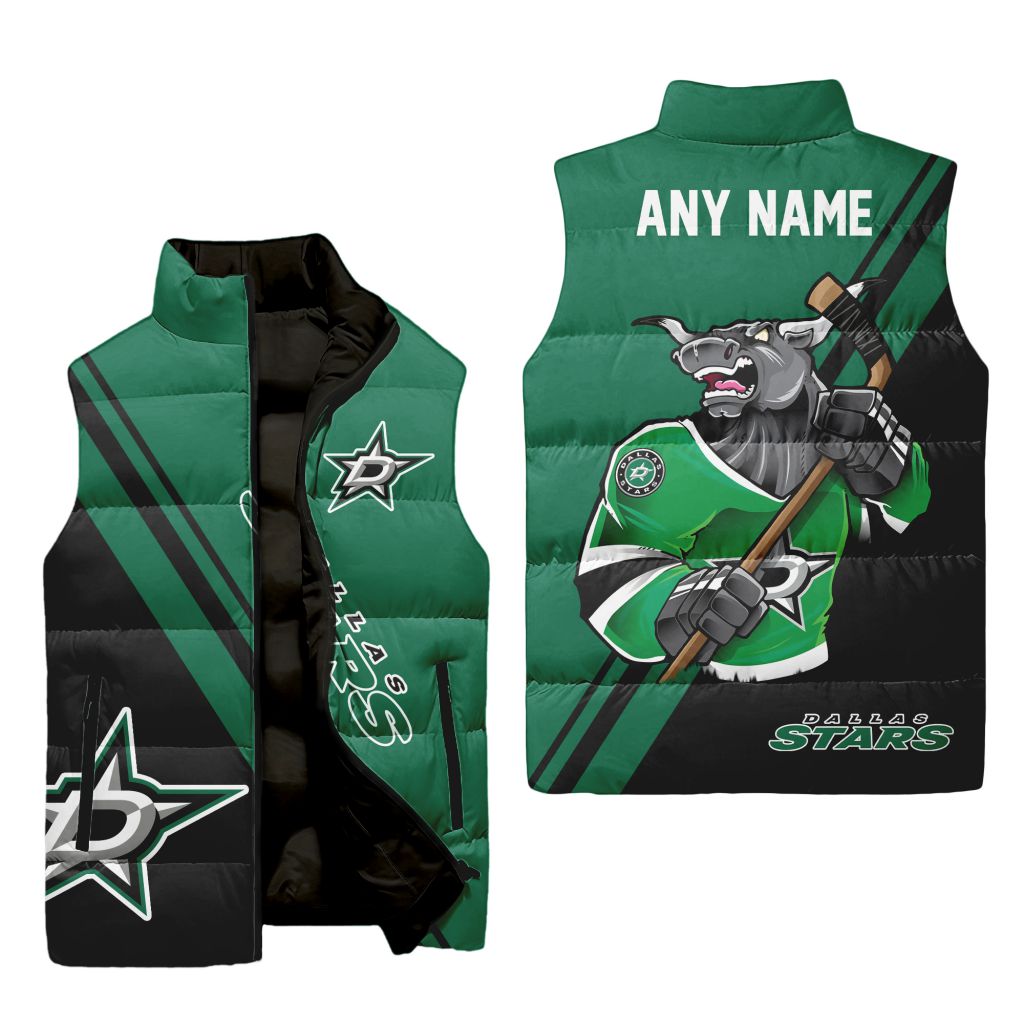 Nhl Dallas Stars Personalized Name Sleeveless Puffer Jacket