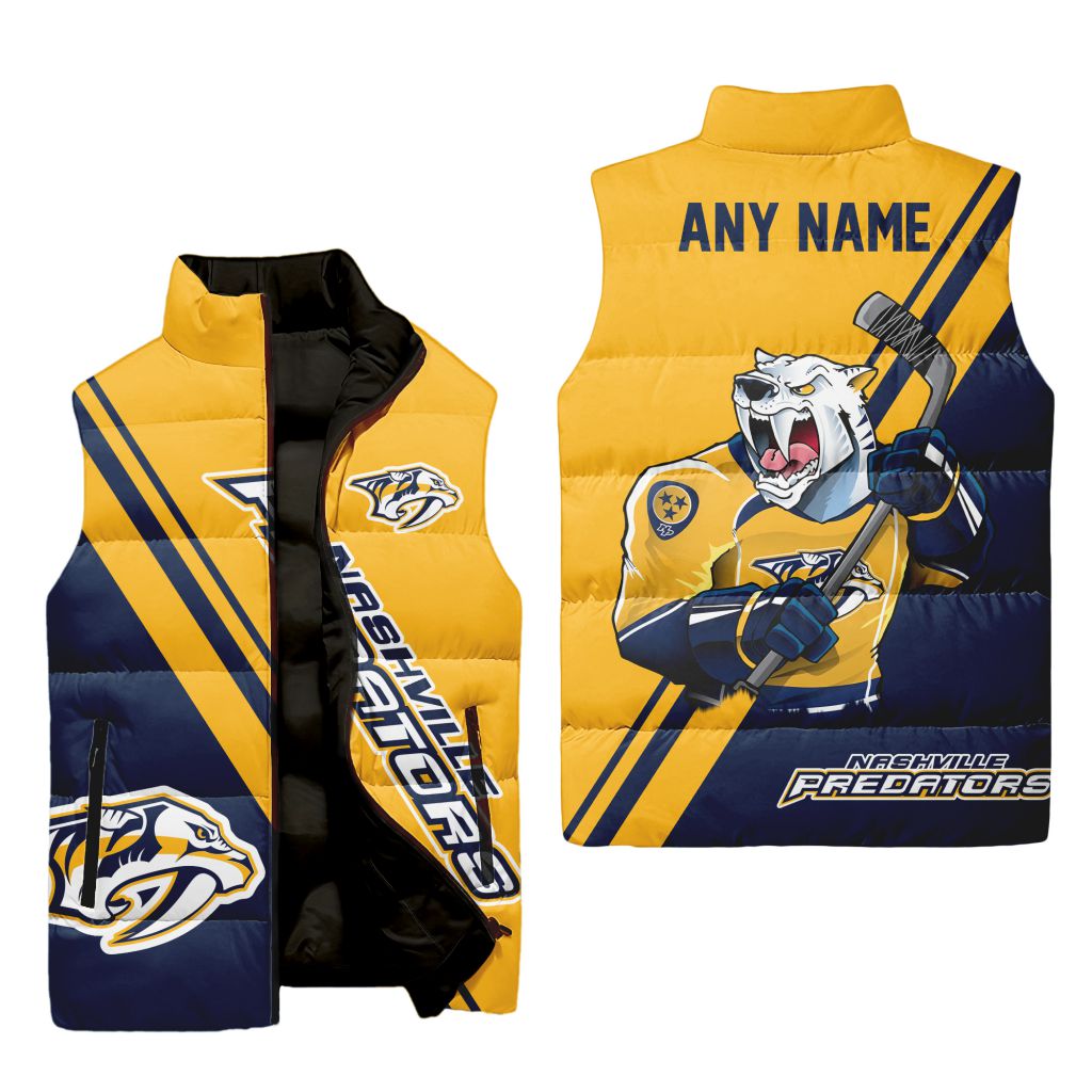 Nhl Nashville Predators Personalized Name Sleeveless Puffer Jacket