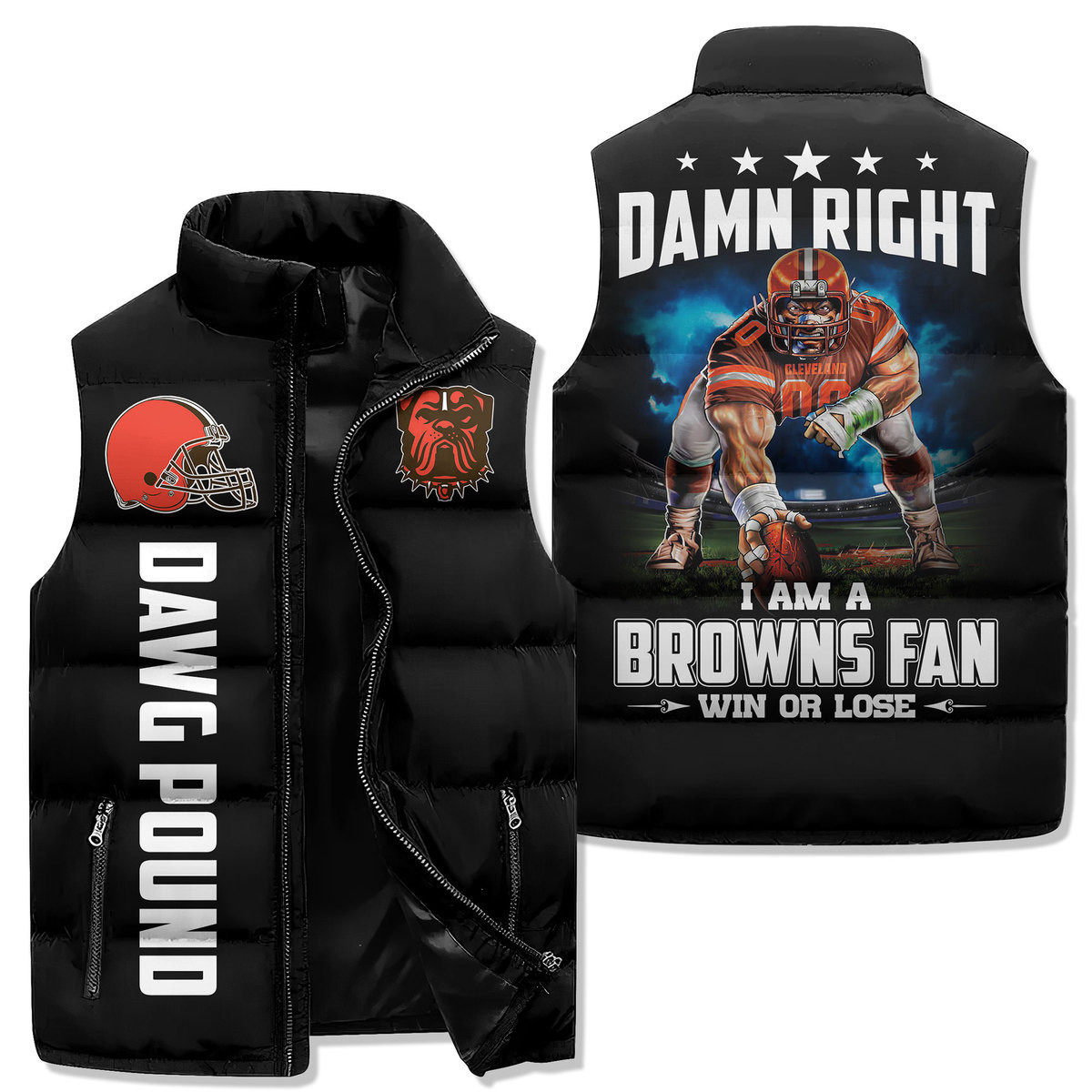 Cleveland Browns Premium Sleeveless Puffer Jacket New Collection Gift For Fans