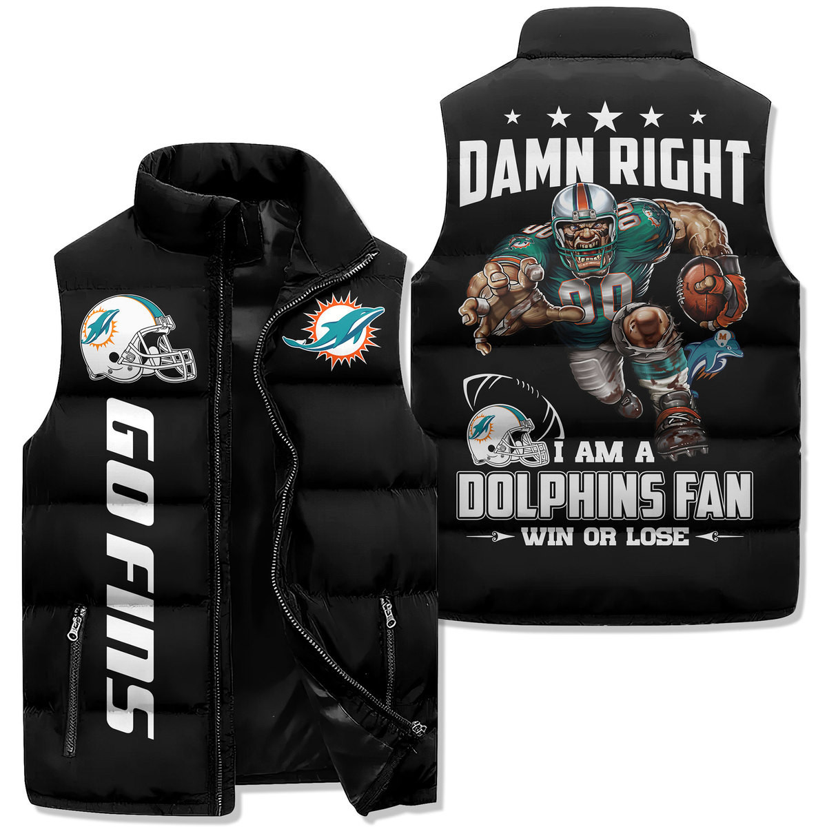 Miami Dolphins Premium Sleeveless Puffer Jacket New Collection
