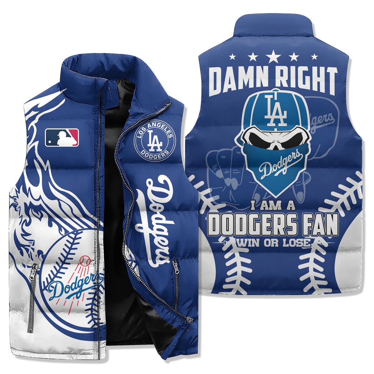 Los Angeles Dodgers Premium Sleeveless Puffer Jacket New Collection