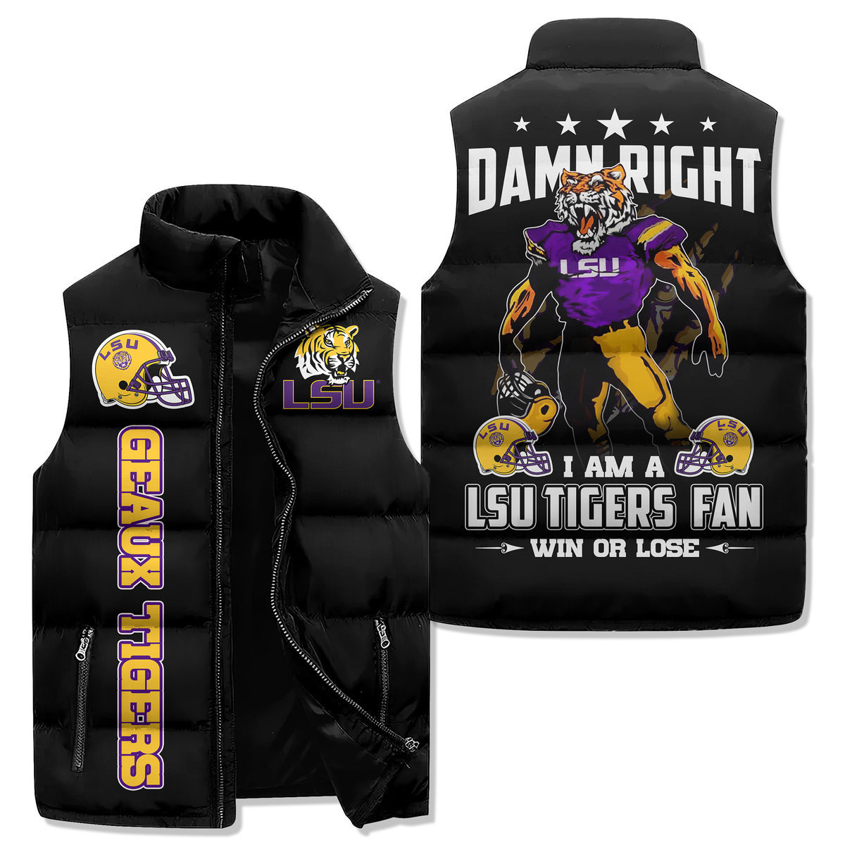 Lsu Tigers Football Premium Sleeveless Puffer Jacket New Collection