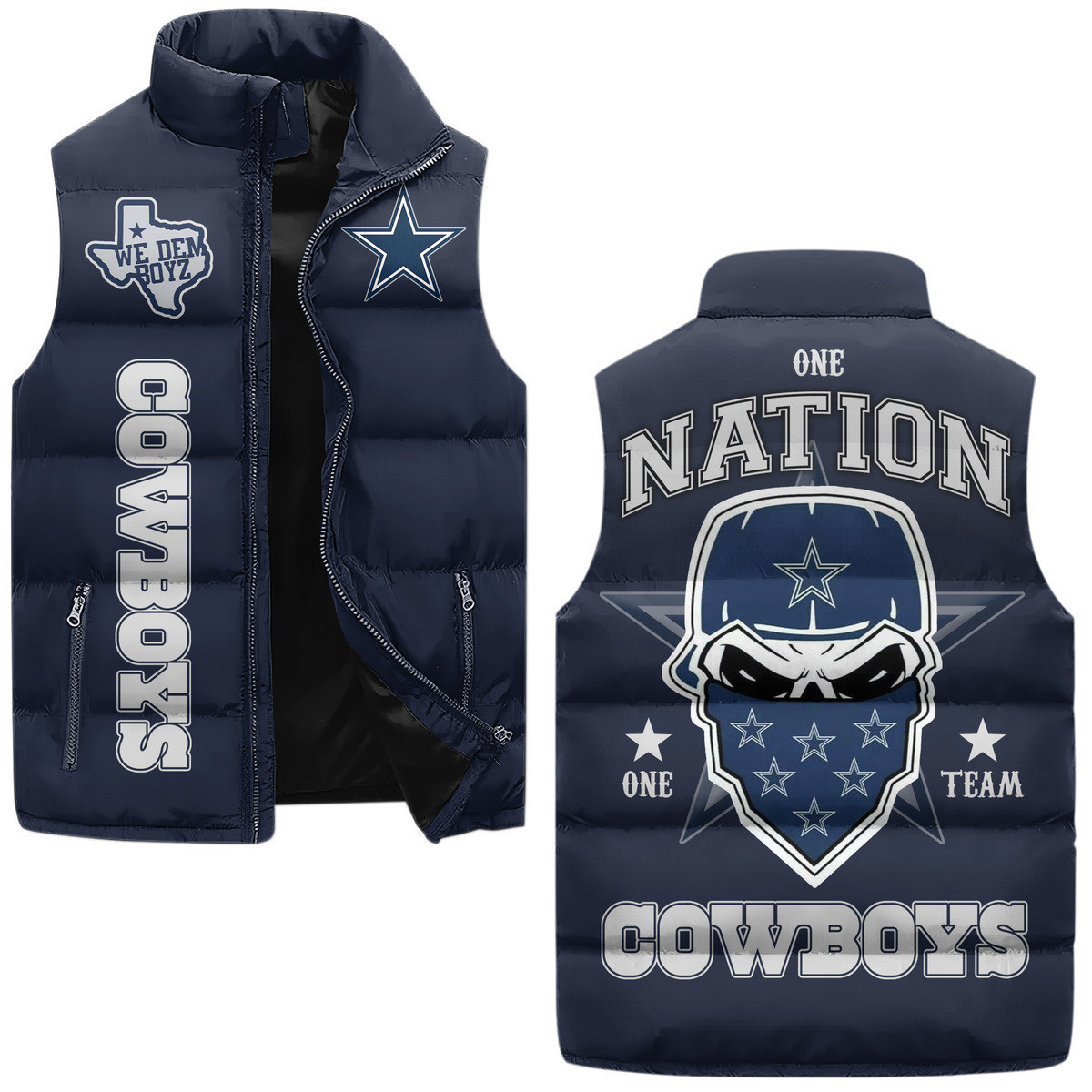 Dallas Cowboys Premium Sleeveless Puffer Jacket New Collection Navy One Nation One Team