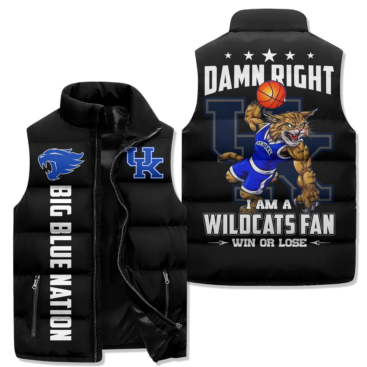 Kentucky Wildcats Premium Sleeveless Puffer Jacket New Collection