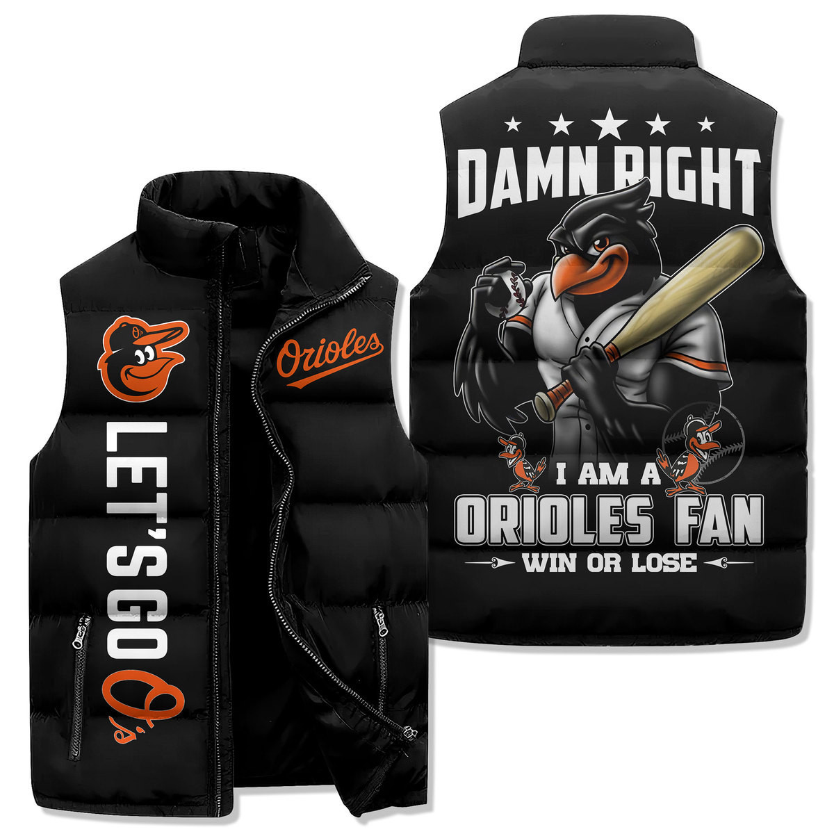 Baltimore Orioles Premium Sleeveless Puffer Jacket New Collection Gift For Fans