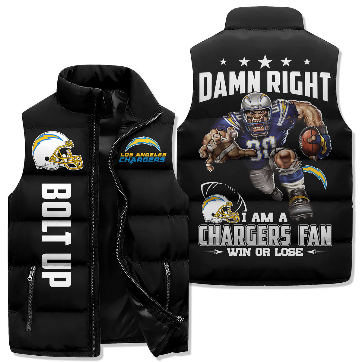 Los Angeles Chargers Premium Sleeveless Puffer Jacket New Collection