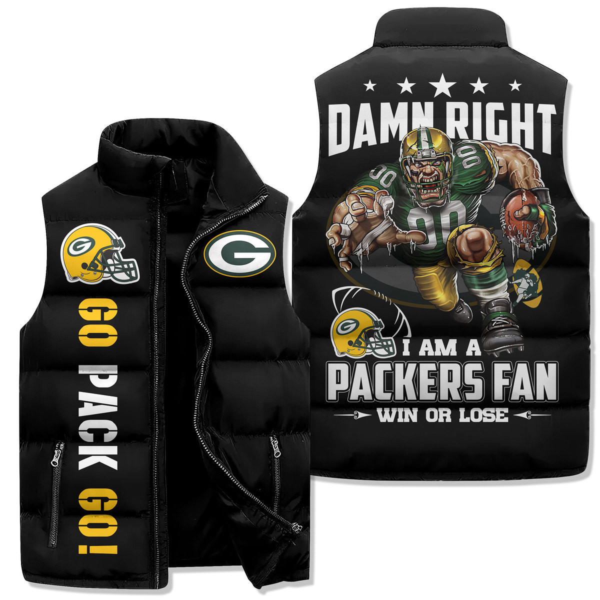 Green Bay Packers Premium Sleeveless Puffer Jacket New Collection