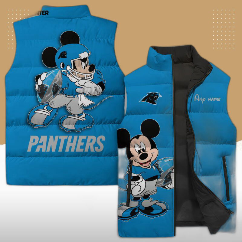 Carolina Panthers Nfl Sleeveless Puffer Jacket Custom For Fans Gifts