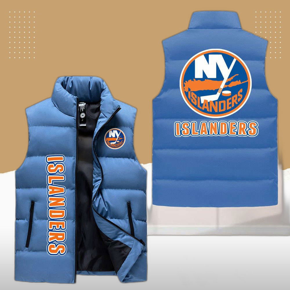New York Islanders Sleeveless Puffer Jacket Custom For Fans Gifts