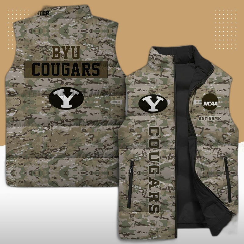 Byu Cougars Ncaa Sleeveless Puffer Jacket Custom For Fans Gifts