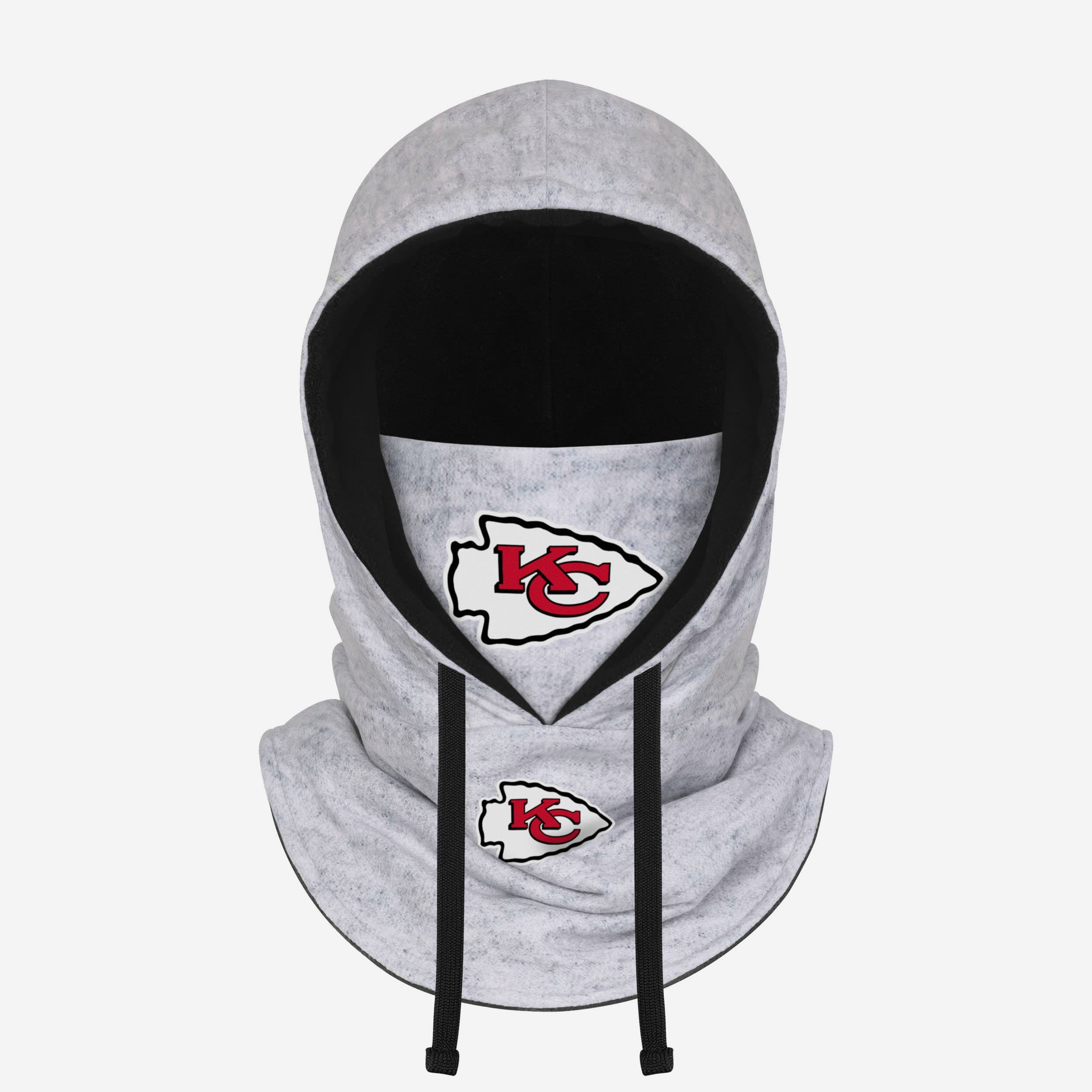 Kansas City Chiefs Heather Gray Drawstring Hooded Gaiter Scarf Fan Gear For Men And Women