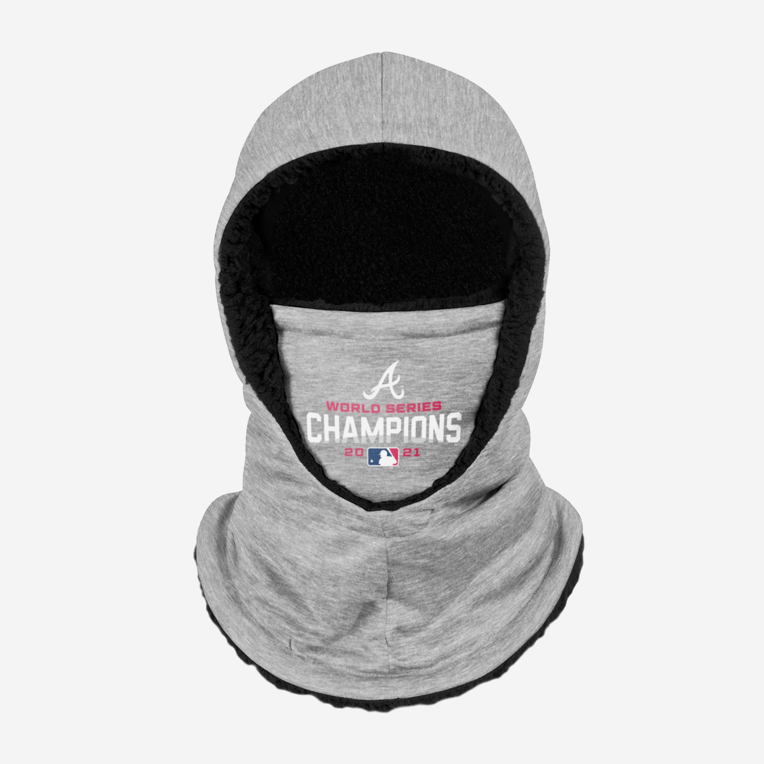 Atlanta Braves 2021 World Series Champions Grey Hooded Gaiter Scarf Fan Gear For Men And Women