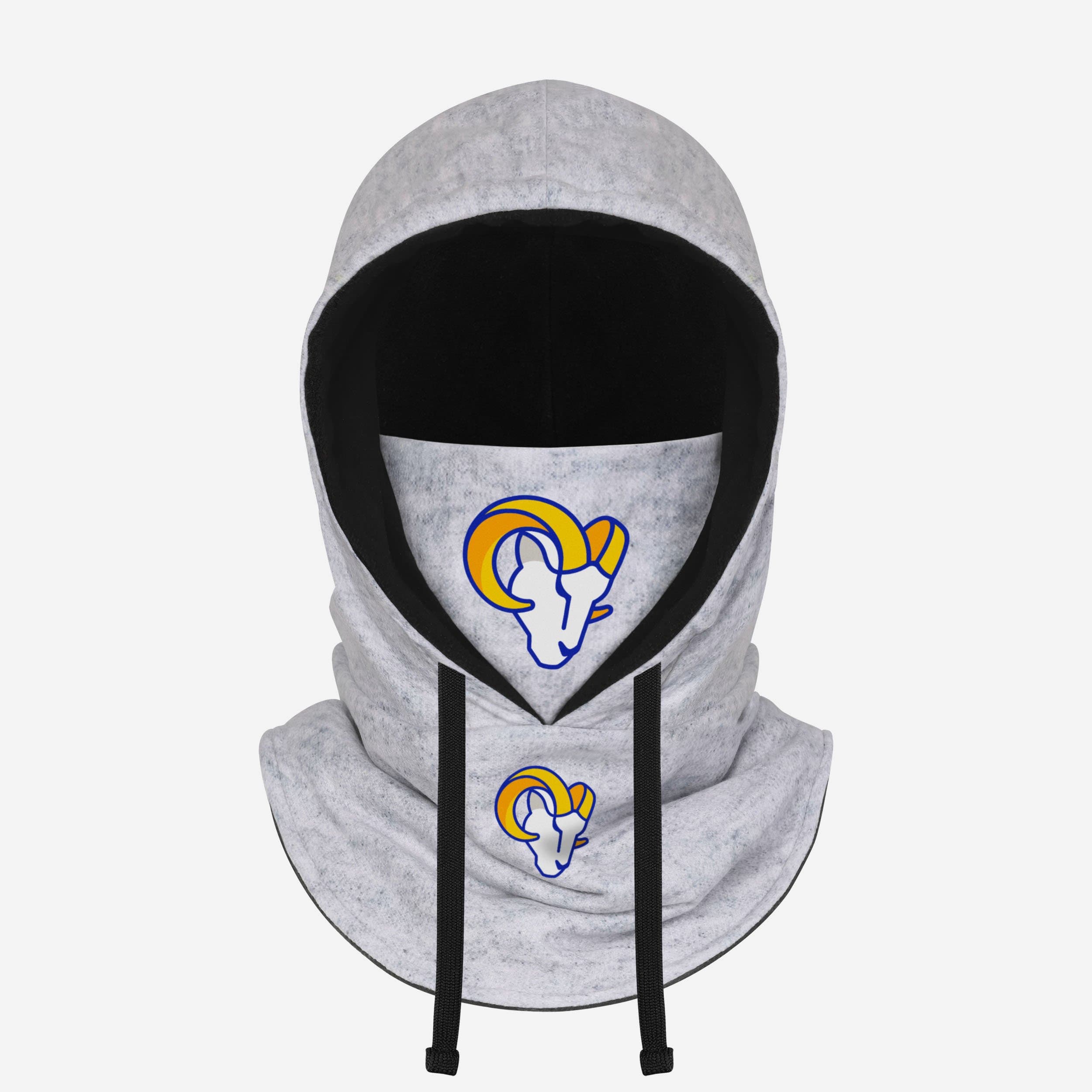 Los Angeles Rams Heather Gray Drawstring Hooded Gaiter Scarf Fan Gear For Men And Women