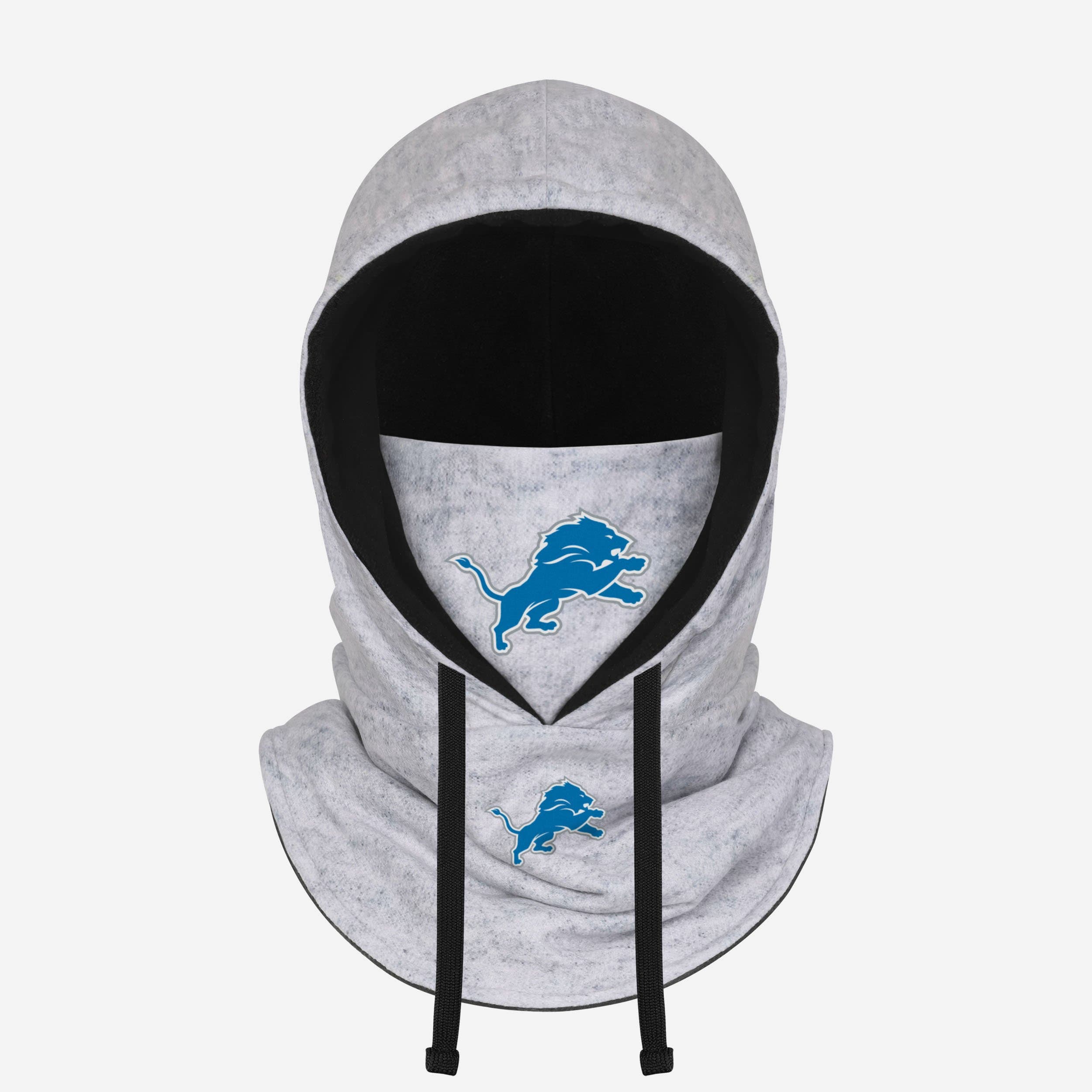 Detroit Lions Heather Gray Drawstring Hooded Gaiter Scarf Fan Gear For Men And Women