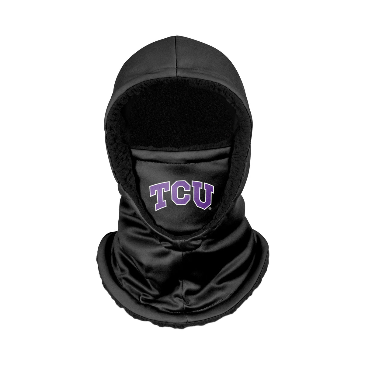 Tcu Horned Frogs Ncaa Black Hooded Gaiter Fan Gear For Men And Women