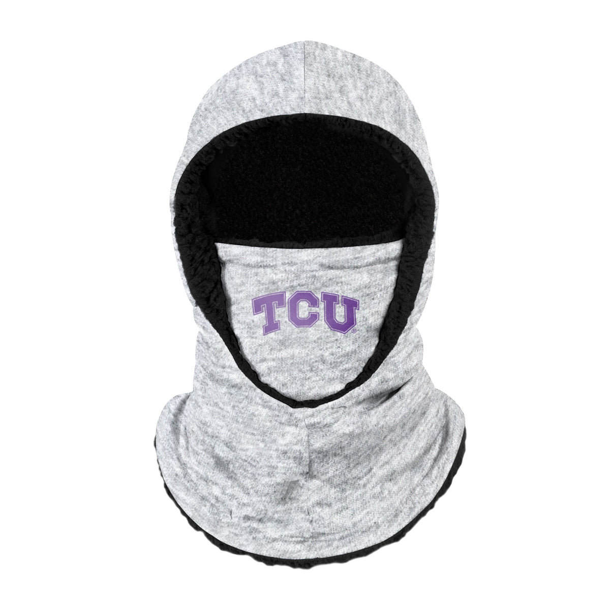 Tcu Horned Frogs Ncaa Heather Grey Big Logo Hooded Gaiter Fan Gear For Men And Women