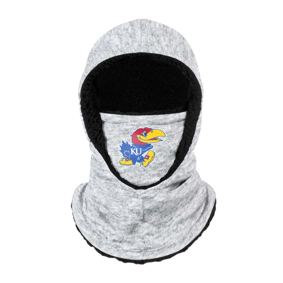 Kansas Jayhawks Ncaa Heather Grey Big Logo Hooded Gaiter Fan Gear For Men And Women
