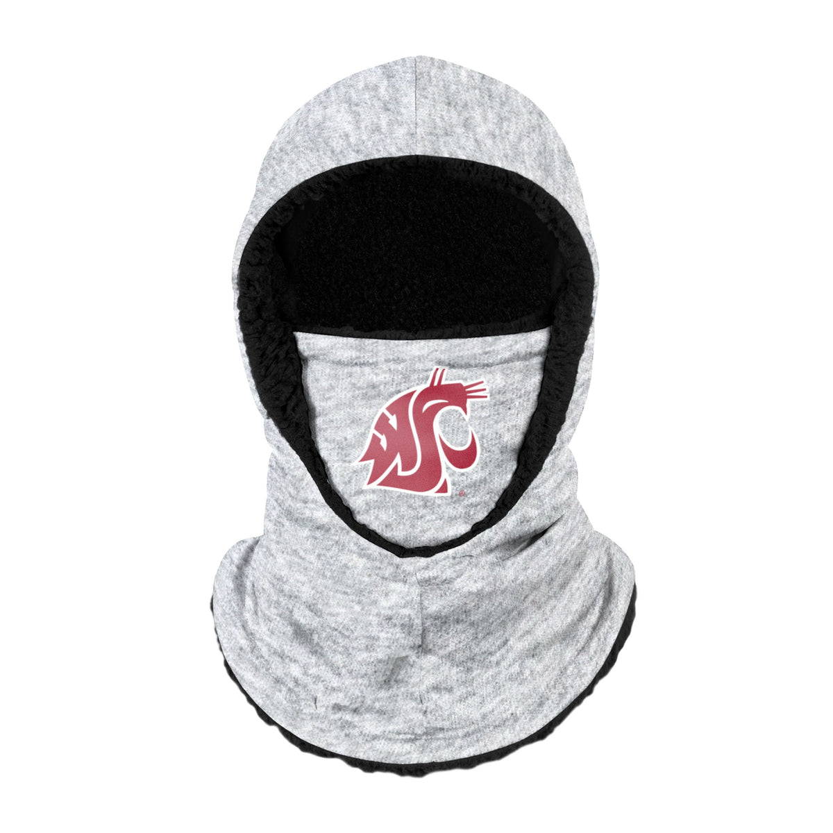 Washington State Cougars Ncaa Heather Grey Big Logo Hooded Gaiter Fan Gear For Men And Women
