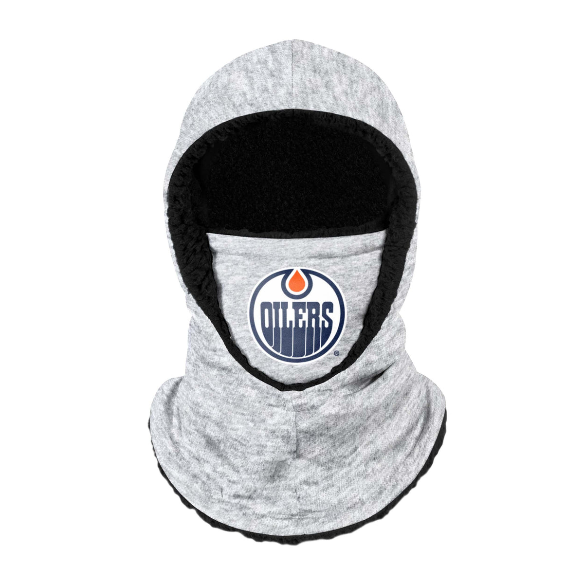 Edmonton Oilers Nhl Heather Grey Big Logo Hooded Gaiter Fan Gear For Men And Women