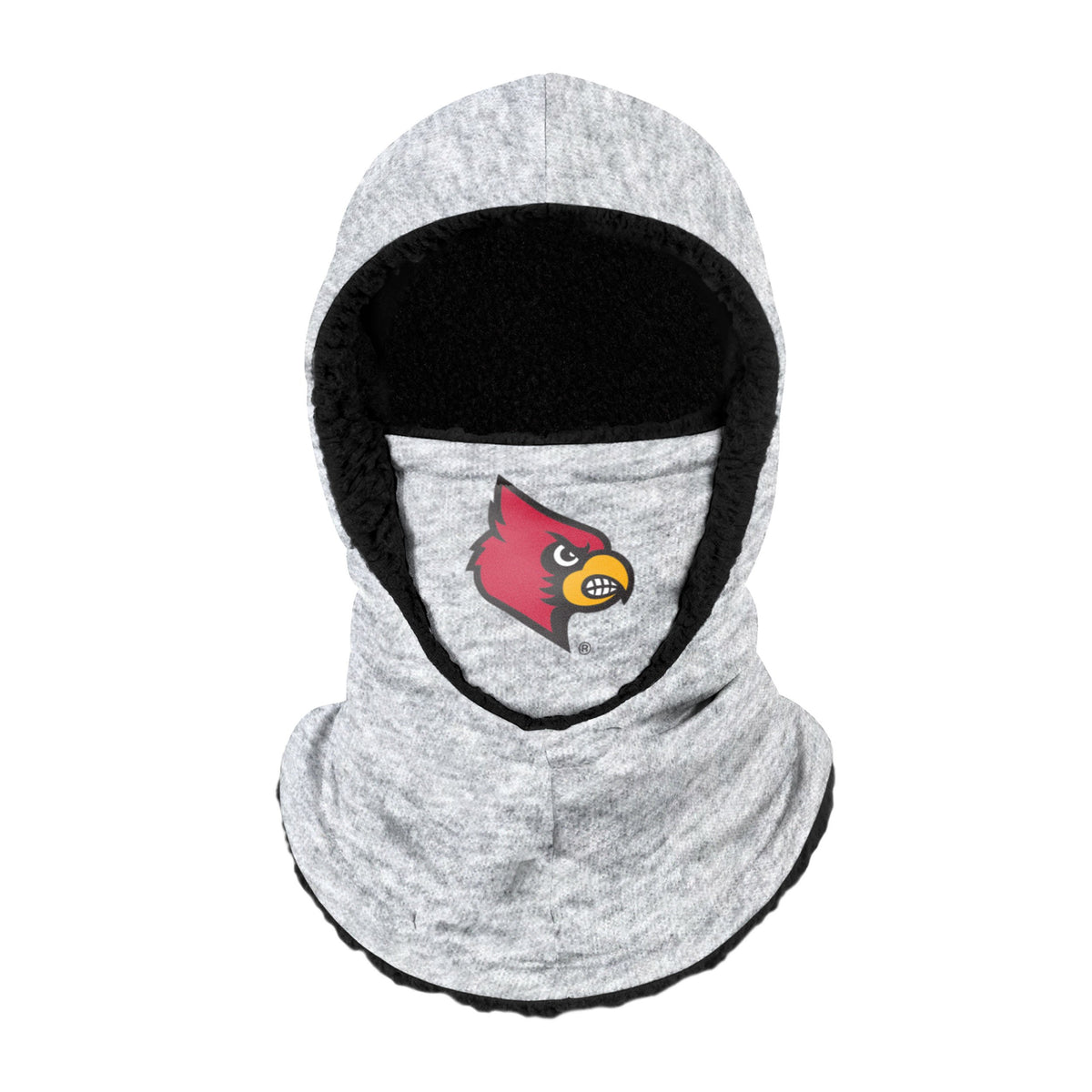 Louisville Cardinals Ncaa Heather Grey Big Logo Hooded Gaiter Fan Gear For Men And Women