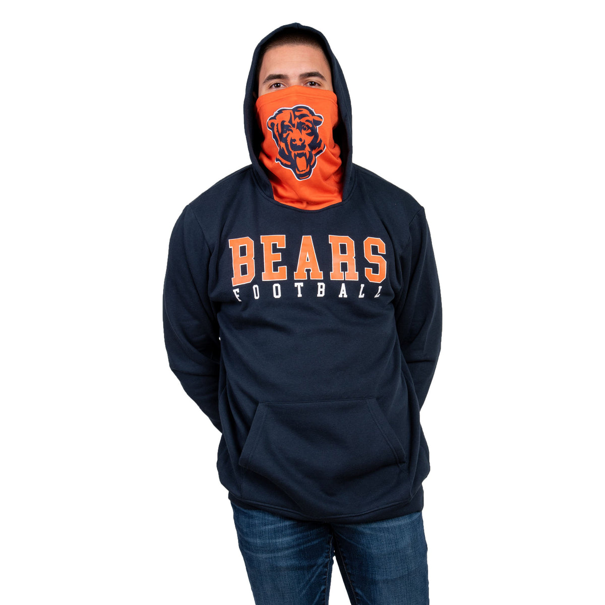 Chicago Bears Nfl Mens Solid Gaiter Hoodie Fan Gear For Men And Women